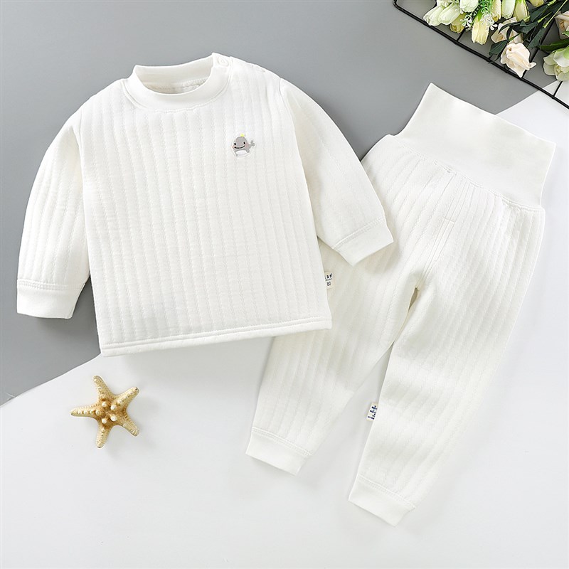 婴儿保暖套装儿童内衣冬季加厚宝宝夹棉衣服秋装男女童护肚睡衣服