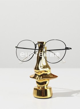 简约金色眼镜架摆件办公室书房卧室床头柜样板房艺术品软装饰品