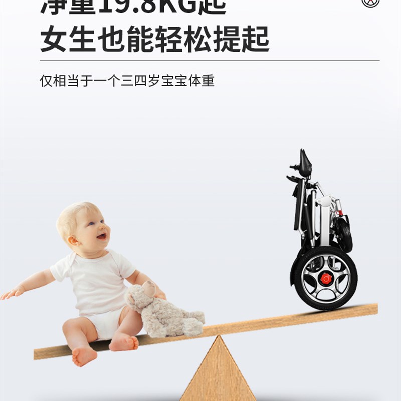 电动轮椅车折叠轻便老人老年残疾人专用越障智能全自动代步车