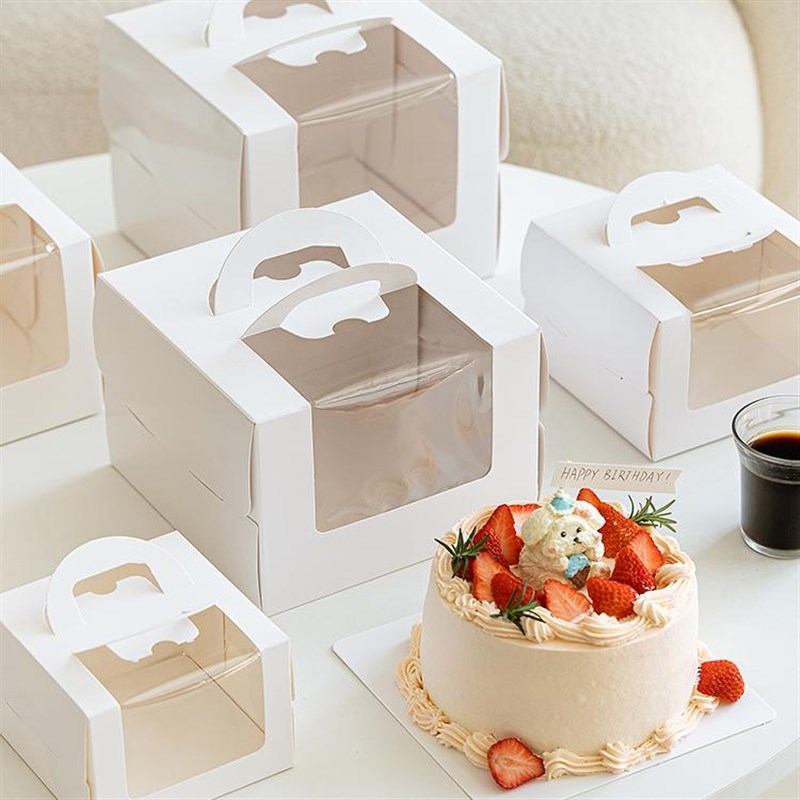 蛋糕包装盒手提开窗四寸生日蛋糕盒3/4/5/6寸烘焙慕斯甜品打包盒
