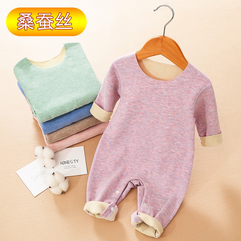 宝宝秋装发热保暖真德绒连体衣秋冬婴儿加厚保暖爬服哈衣春秋睡衣
