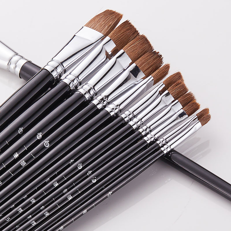 左绘6支狼豪水粉画笔圆头水彩笔水粉油画丙烯画笔套装