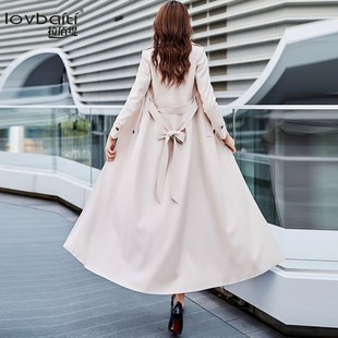 风衣511 过膝女士时尚 春秋外套2021流行米白色气质OL修身 显瘦长款