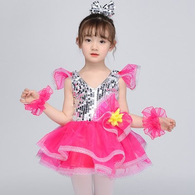 六一儿童蓬蓬裙演出服幼儿园舞蹈服女童亮片纱裙公主裙表演服装女