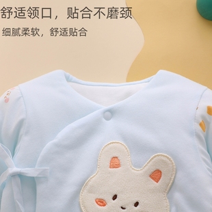 新生婴儿夹棉衣服秋冬款套装初生女宝宝冬季加厚冬装两件式连脚棉