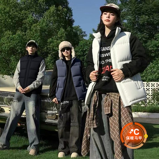 啄木鸟棉马甲男女款冬季新款宽松棉服情侣装无袖保暖背心立领棉衣