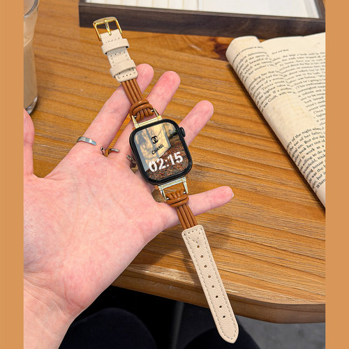 适用智能手表皮绳拼接创意皮表带