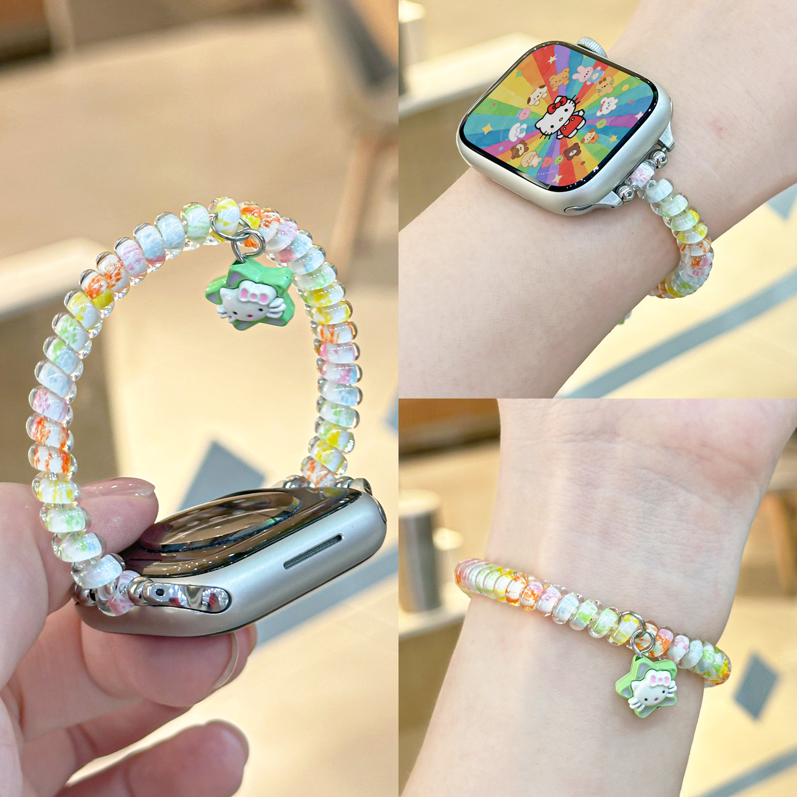 适用iWatch多巴胺皮筋单圈细表带