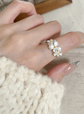 栀子花戒指女小清新时尚百搭花朵