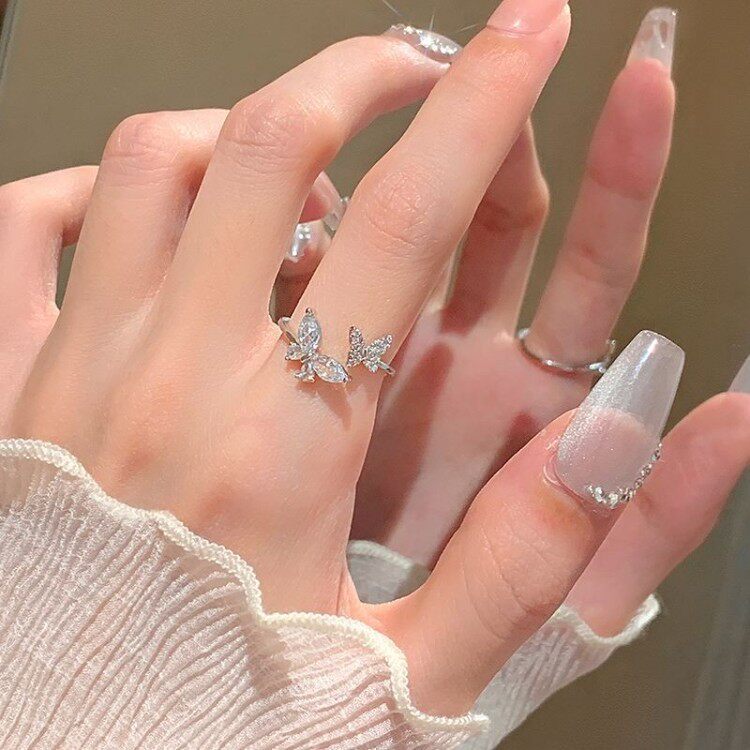冷淡风开口可调节精致蝴蝶戒指