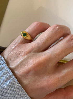 复古vintager中古绿宝石戒指