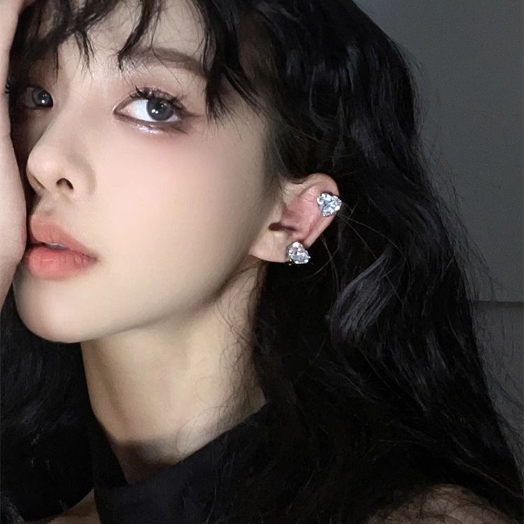 精致爱心锆石耳夹无耳洞
