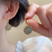 复古圆形花朵宫廷风耳钩2025新款 爆款 耳环欧美莫奈花园油画耳坠