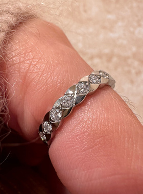 不掉色coco闪亮精工气质戒指女