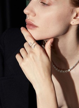 网红同款复古碎银子珍珠戒指