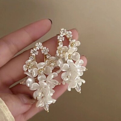 「茉莉花瀑」耳钉耳夹无耳洞