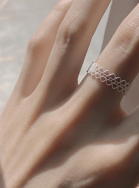 设计感简约蕾丝爱心戒指女