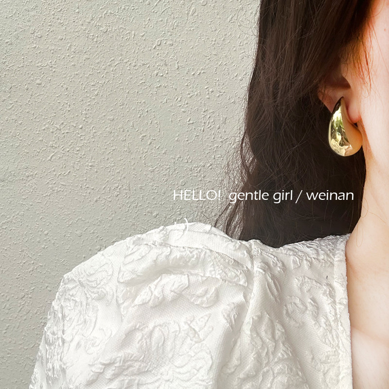 纯银耳钉水滴造型耳环日常百搭欧美ins博主同款简约时尚大气冷淡