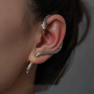 纯银耳钉欧美个性蛇形缠绕耳挂式气质高级感耳环ins小众设计感男