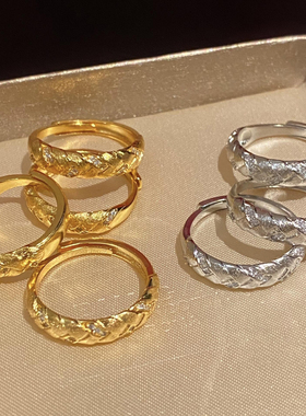重工！拉丝麻花戒指开口可调节