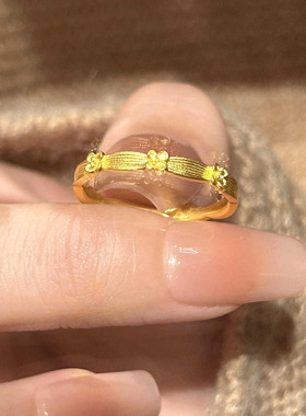 中式国风富贵小桂花戒指轻奢新款