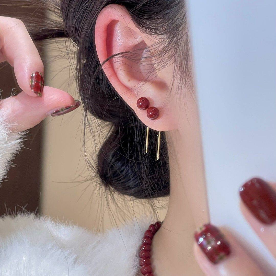 纯银耳线安可拉红色复古珍珠流苏新款耳钉小众高级感耳环新年耳饰,饰品/流行首饰/时尚饰品新,耳环,淘宝优惠券,粉丝福利购,淘宝优惠卷