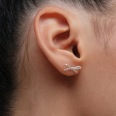 纯银耳钉哑光极细细带蝴蝶结精致简约百搭高级耳环气质小众设计感