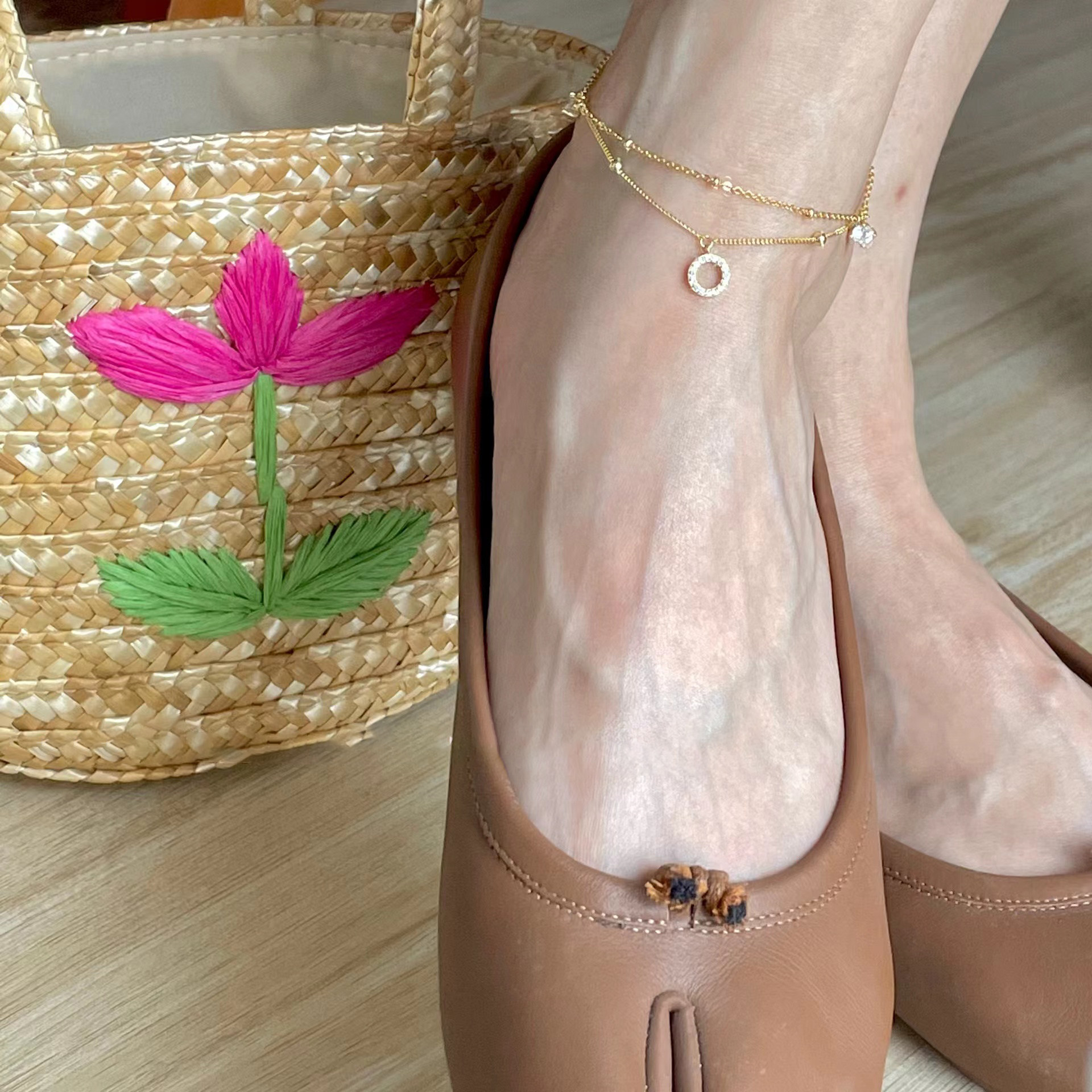 叠戴层次感双层设计脚链女细链