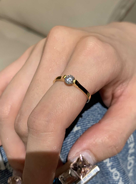 一颗闪钻戒指女小众设计高级感