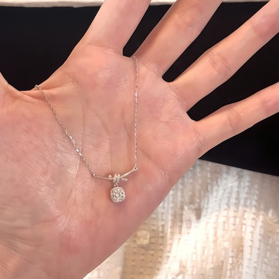 精致绳结方糖项链女小众设计链饰