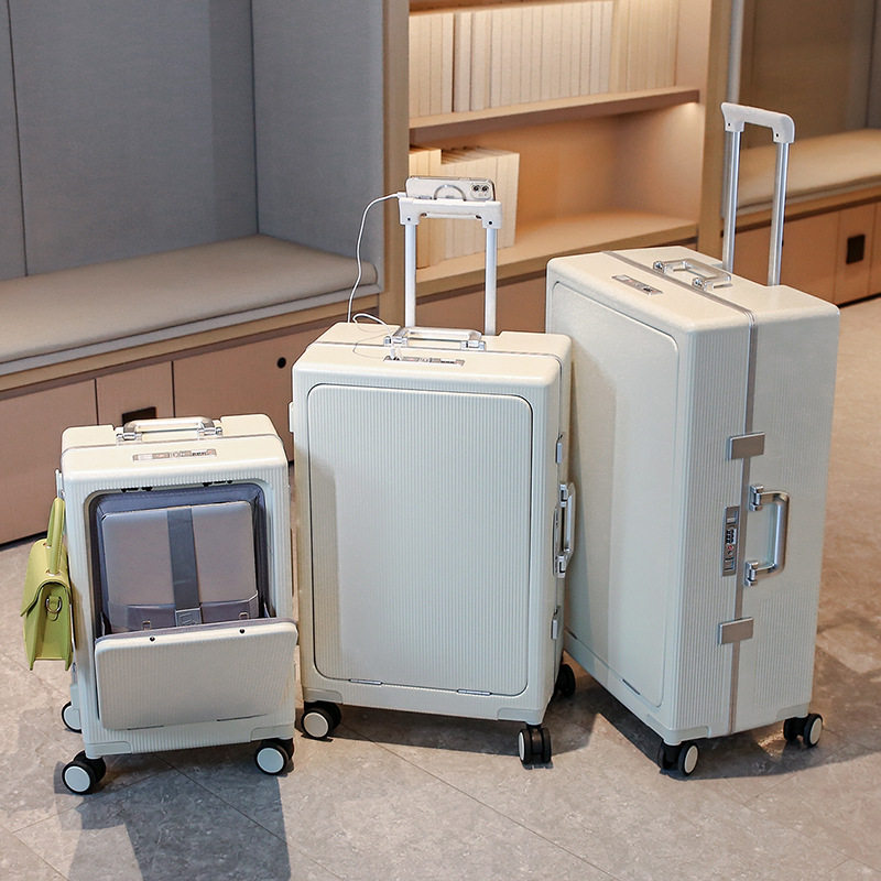 高端无铆钉拉杆箱新款前开盖大容量登机旅行箱多功能铝框行行李箱,箱包皮具/热销女包/男包,旅行箱,淘宝优惠券,粉丝福利购,淘宝优惠卷