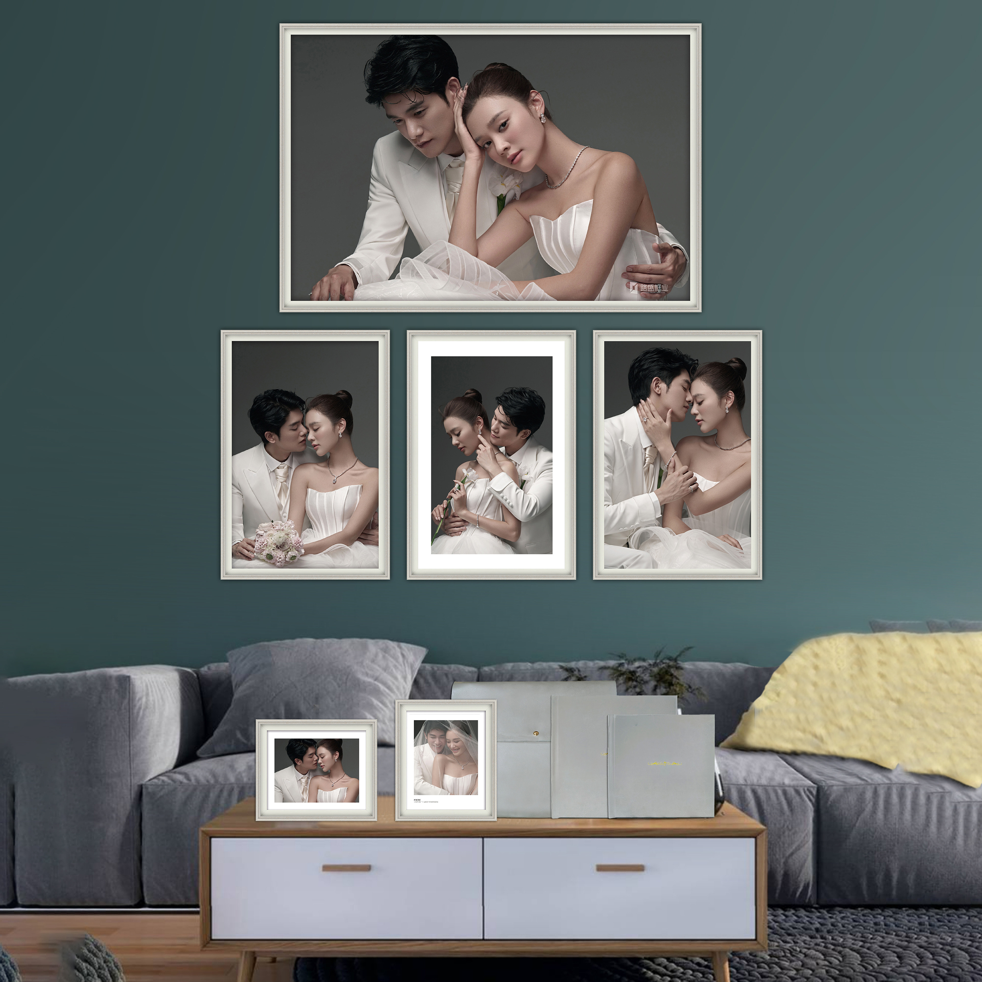 全套系影楼高级感婚纱照相框相册定制高清冲印结婚相框摆台创意