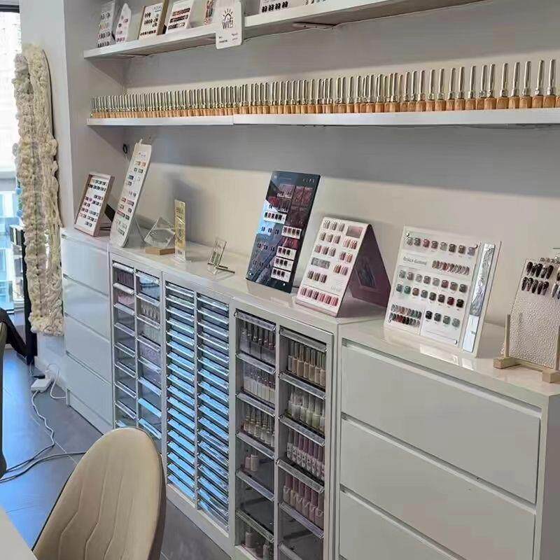 美甲柜子美甲店展示柜落地柜甲油胶收纳储物柜柜墙指甲油色板边柜