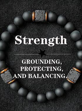 男士黑色火山石黑玛瑙手链