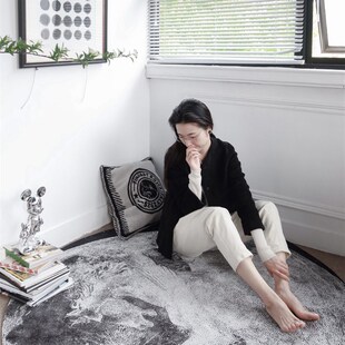 若奈RINOART 星月白马圆形毯美式客厅卧室地垫书房家用地毯