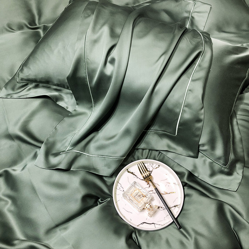 夏季100支双面兰精天丝纯色四件套 简约冰丝凉感床单被套床上用品