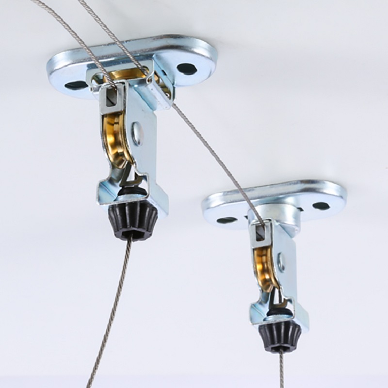 升降晾衣架配件滑轮组手动晒衣架铜轮顶座支架手摇阳台晾衣杆通用