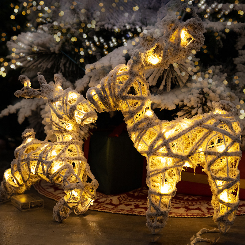 铁艺发光圣诞节麋鹿摆件场景布置道具小鹿酒店橱窗美陈圣诞装饰品