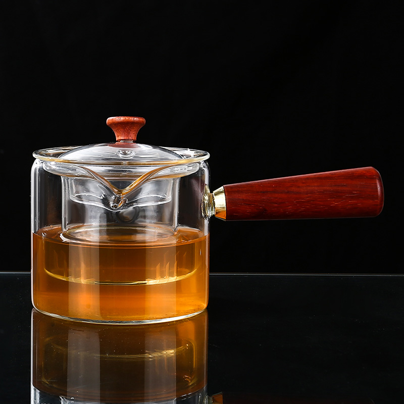 玻璃公道杯茶滤一体茶漏套装侧把分茶器茶具泡茶壶煮茶耐热茶海