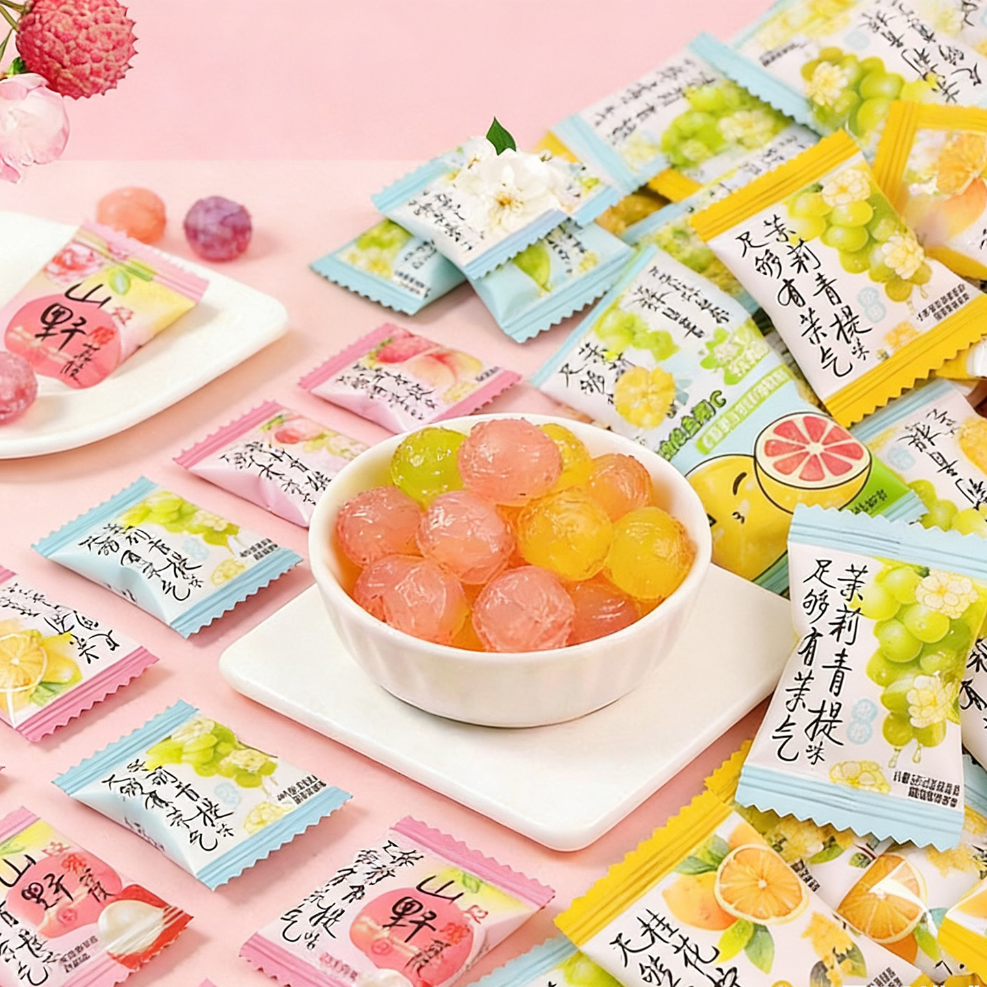 广西桂林特产桂花爆浆夹心软糖混合水果味夹心独立散装喜糖润喉糖