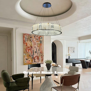 天然云石水晶吊灯客厅高端现代轻奢简约大气吊灯别墅客厅餐厅吊灯