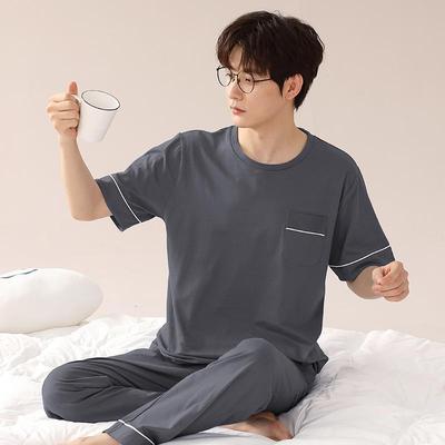 A类新款睡衣男士夏季纯棉短袖长裤两件套6XL休闲可外穿家居服套装