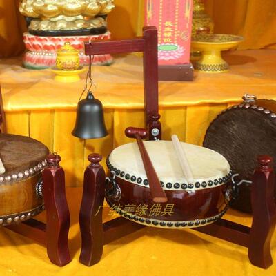 大鼓小鼓扁鼓乐器铃子鼓吊钟铃铛毛皮实木铃鼓折叠架子包邮