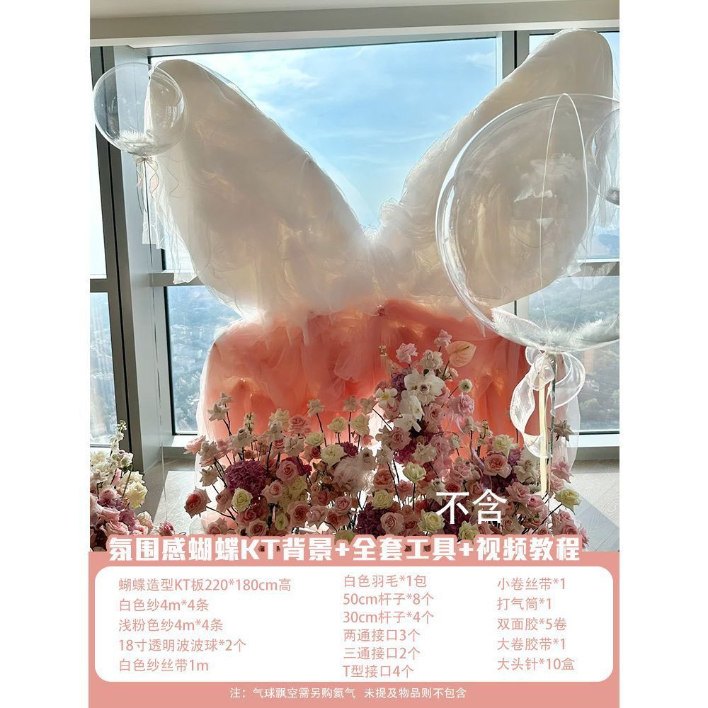 女孩18岁成人礼生日场景布置装饰网红超大背景主题kt板高级感蝴蝶