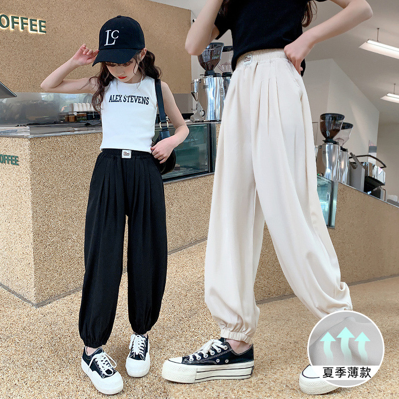 女童裤子夏季薄款速干运动新款儿童中大童防蚊休闲裤夏天冰丝长裤