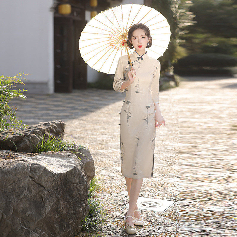 旗袍2023新款改良年轻款高端气质中国风春秋冬季长袖新中式裙子女