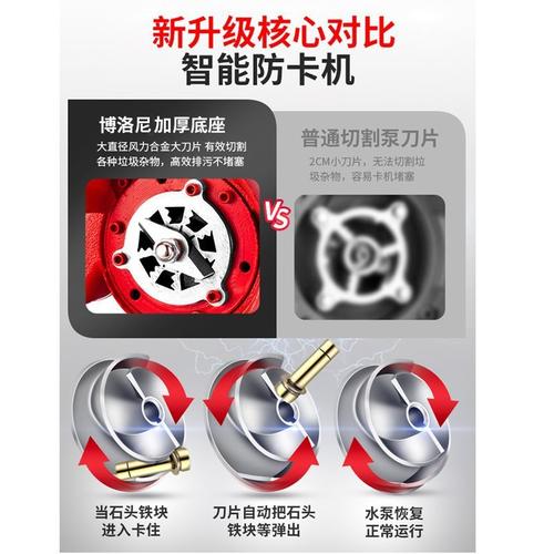 热销切割式污水泵抽粪泥浆不锈钢潜水泵220V化粪池排污泵家用抽水