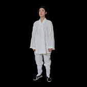 白色斜襟套装 粗麻细麻亚麻道服道袍道衣