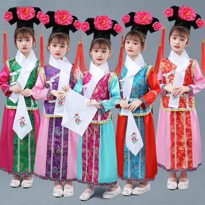 儿童格格服满族服装清朝贵妃宫廷公主还珠汉服女童古装女演出服夏