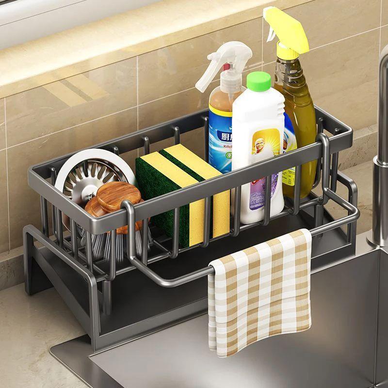 Kitchen Sink Drain Rack Organizer ABS Plastic Self-draining